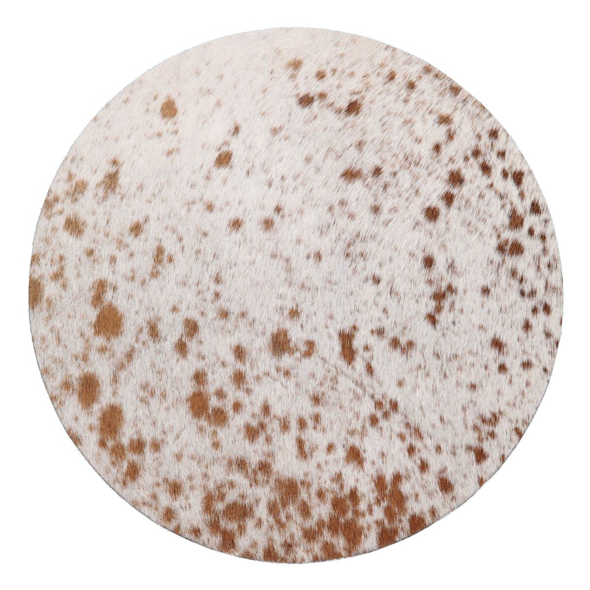 Sædehynde | Koskind | Ø37 cm Salt/Peber/Brun/Hvid