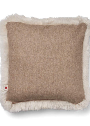 Lammeskindspude | Langhåret | 52x52 cm Beige / Beige