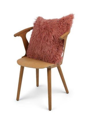 Lammeskindspude | Krøllet | Tibet | 50x50 cm Gammelrosa