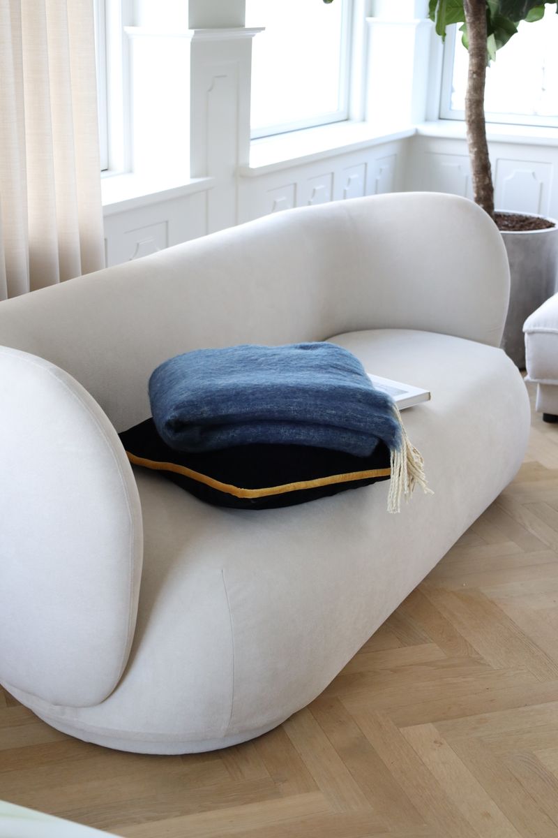 Uldplaid | Mohair mix | 130x170 cm Blågrå