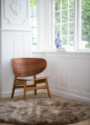 Gulvtæppe | Lammeskind | Langhåret | D140 cm Sort