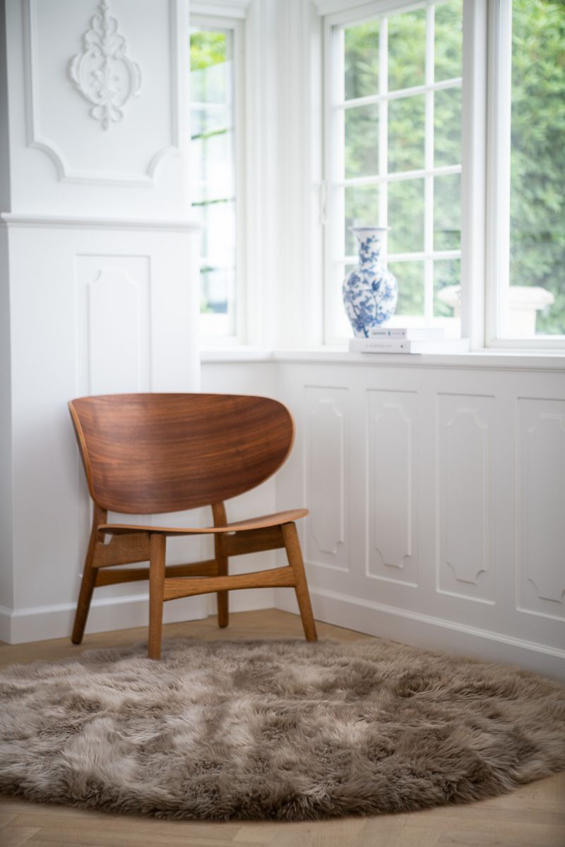Designertæppe | Langhåret | New Zealand | Ø140 cm  Sort