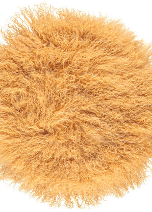 Lammeskindspude | Langhåret | Ø38 cm | Ø45 cm | Ø62 cm Gul