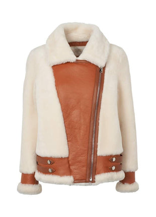 Annalon Jakke Læder brun / Hvid