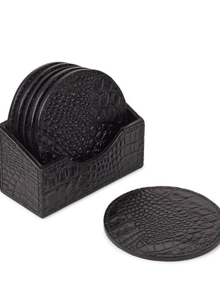 Croco Coaster | Kalvelæder | 6 stk. | D10 cm