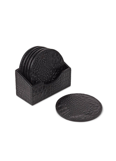 Croco Coaster | Kalvelæder | 6 stk. | D10 cm