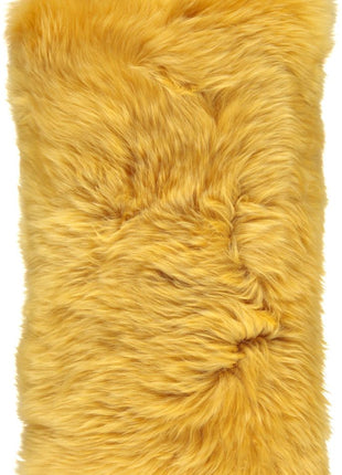 Lammeskindspude | Langhåret | 28x56 cm Gul