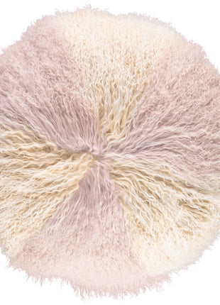 Lammeskindspude | Langhåret | Ø38 cm | Ø45 cm | Ø62 cm Gylden Hvid / Dove