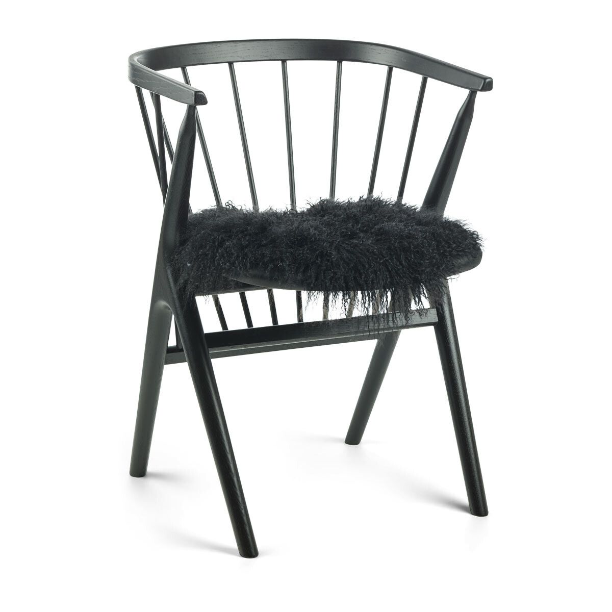 Sædehynde | Lammeskind | Langhåret | D38 cm Sort
