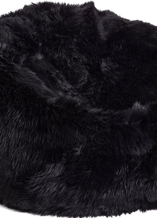 Sækkestol | Lammeskind | Langhåret | 73x74 | 92x93 cm Sort