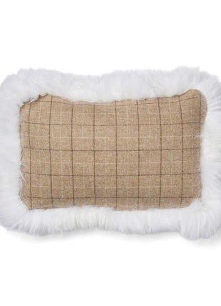Dobbeltsidet pude | Langhåret | 34x52 cm Tern / Beige / Hvid