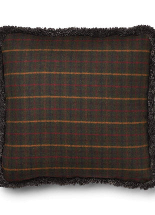 Dobbeltsidet pude | Korthåret | 52x52 cm Tern Mørkegrøn / Cappucino 