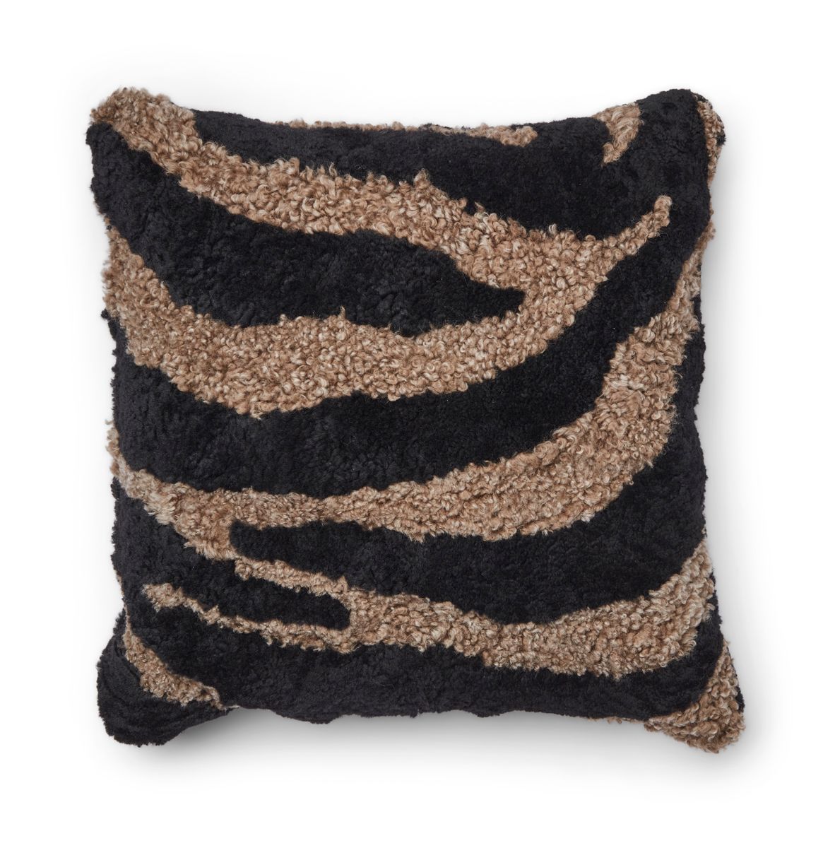 Zebra Lammeskindspude | Korthåret | New Zealand | Dobbeltsidet | 60x60 cm