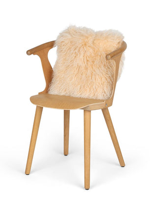 Lammeskindspude | Langhåret | 40x40 cm Gylden Hvid