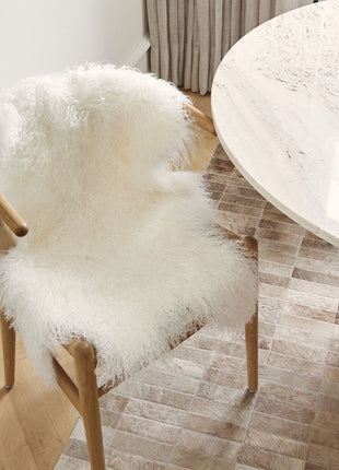 Lammeskind premium | Krøllet | Tibet | 85x50 cm Gylden Hvid