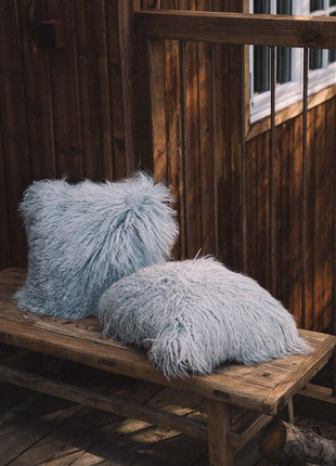 Lammeskindspude | Krøllet | Tibet | 40x40 cm Lysegrå