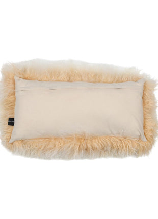 Lammeskindspude | Langhåret | 28x56 cm Gylden Hvid