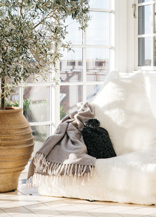 Sækkestol | Lammeskind | Korthåret | 100x100x80 cm Koksgrå