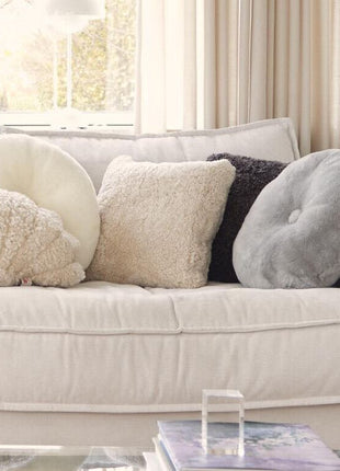 Lammeskindspude | Moccasin | Dobbeltsidet | D45 cm Kastanje 