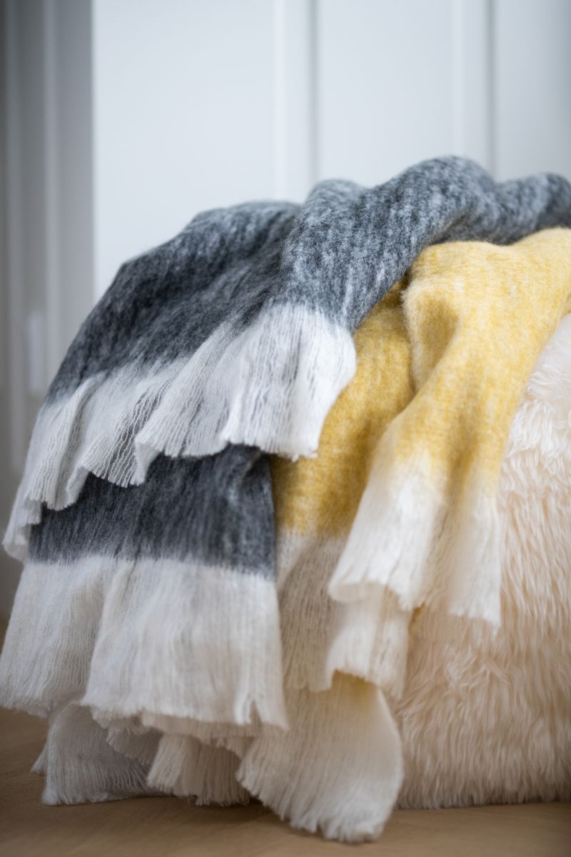 Uldplaid | Mohair mix | 130x170 cm Sort