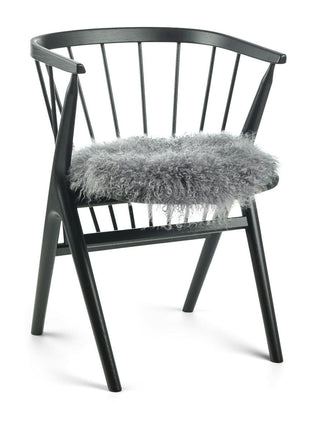 Sædehynde | Lammeskind | Langhåret | D38 cm Mørkegrå