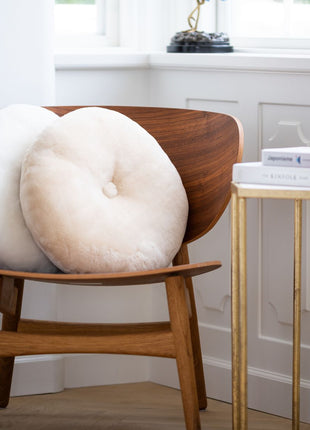 Lammeskindspude | Moccasin | Dobbeltsidet | D45 cm Kastanje 