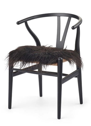 Sædehynde | Islandsk Lammeskind | Langhåret | 40x40 cm Natursort