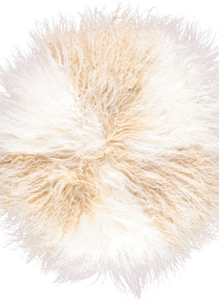 Lammeskindspude | Langhåret | Ø38 cm | Ø45 cm | Ø62 cm Gylden Hvid / Hvid