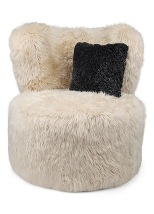 Rund Skandi Loungestol | Langhåret Beige