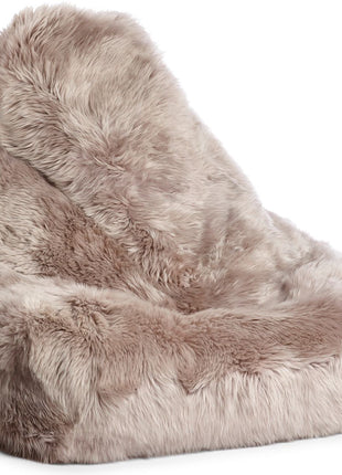 Sækkestol | Lammeskind | Langhåret | 100x100x80 cm Dove