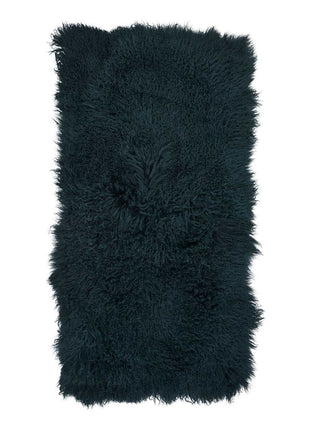 Uldplaid | Lammeskind | Langhåret | 120x60 cm Blågrøn