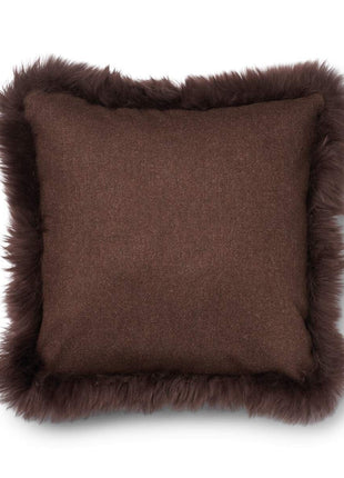 Pude af uld | Langhåret | 52x52 cm | 34x52 cm Brun / Chocolade 