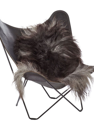 Lammeskind | Langhåret | Island | 90x60 cm Naturgrå Mørk