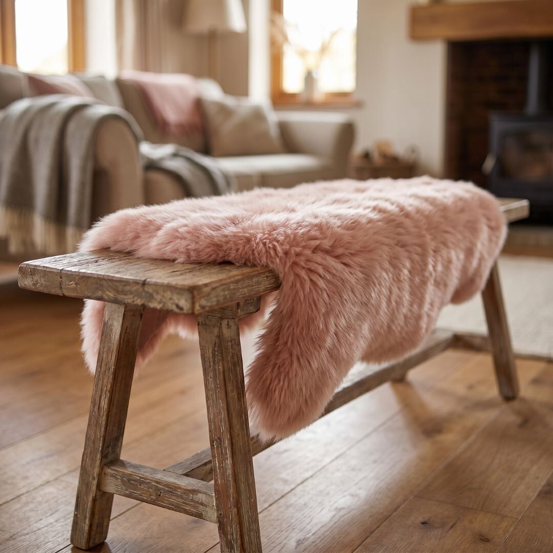 Dobbelt Lammeskind | Langhåret | 170x60 cm Rosa
