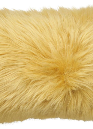 Lammeskindspude | Langhåret | Dobbeltsidet | 25x50 cm Koral Gul