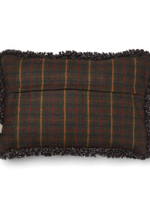 Checked Collection | Uldpude | Korthåret | Dobbeltsidet | 52x52 cm | 34x52 cm Kilberry Fir-Mørkegrøn/Cappuccino