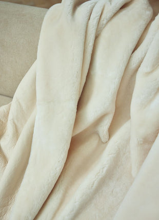 Angelina Lammeskindstæppe | Double Face Læder brun / Hvid