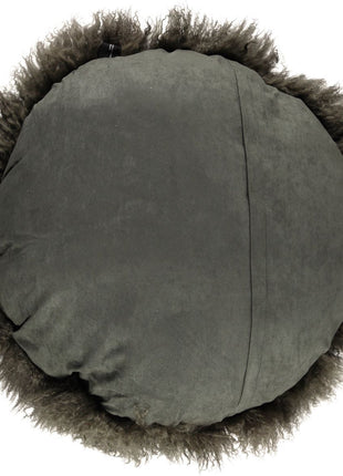 Lammeskindspude | Langhåret | Ø38 cm | Ø45 cm | Ø62 cm Mørkegrøn