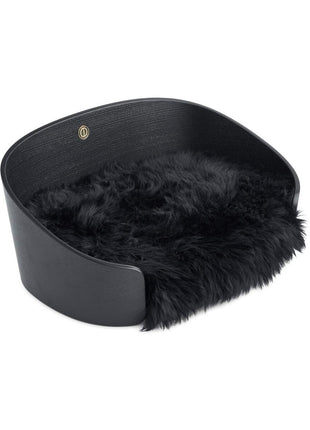 Hundekurv med Lammeskind Sort eg og Sort Lammeskind