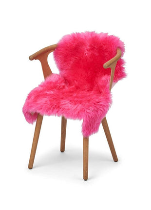 Merino Lammeskind | Langhåret | 90x60 cm Mørk Pink