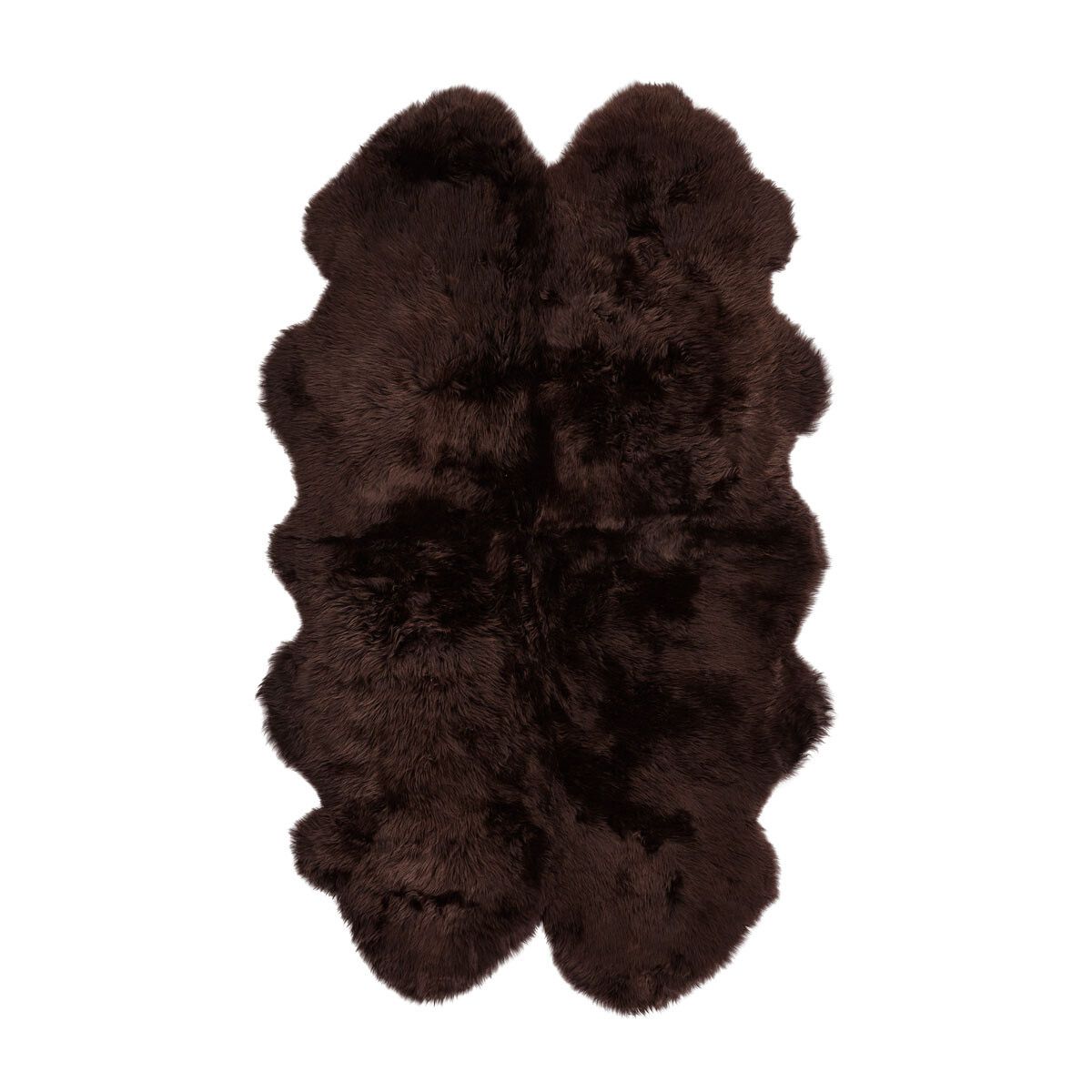 Lammeskindstæppe | 4 Lammeskind | Langhåret | 170x110 cm Chokolade