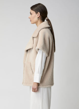 Antonella Poncho of 100% Lambs Wool Beige