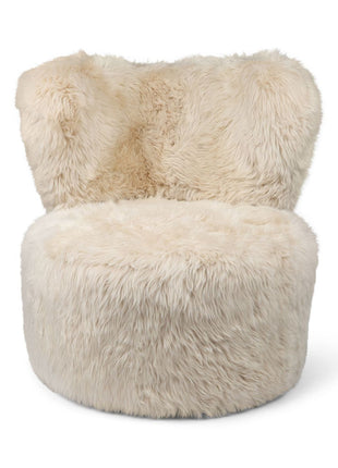Rund Skandi Loungestol | Langhåret Beige