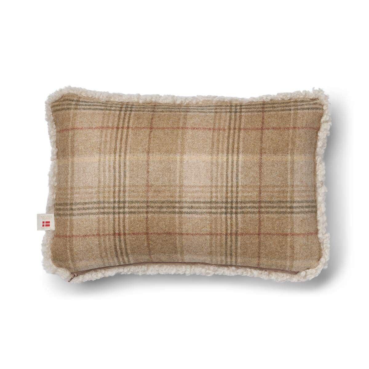 Checked Collection | Uldpude | Korthåret | 52x52 cm | 34x52 cm Sand-beige/Pearl