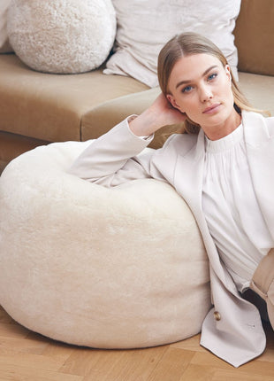 Puf | Lammeskind | Premium | Moccasin | D55xH36 cm Kastanje 