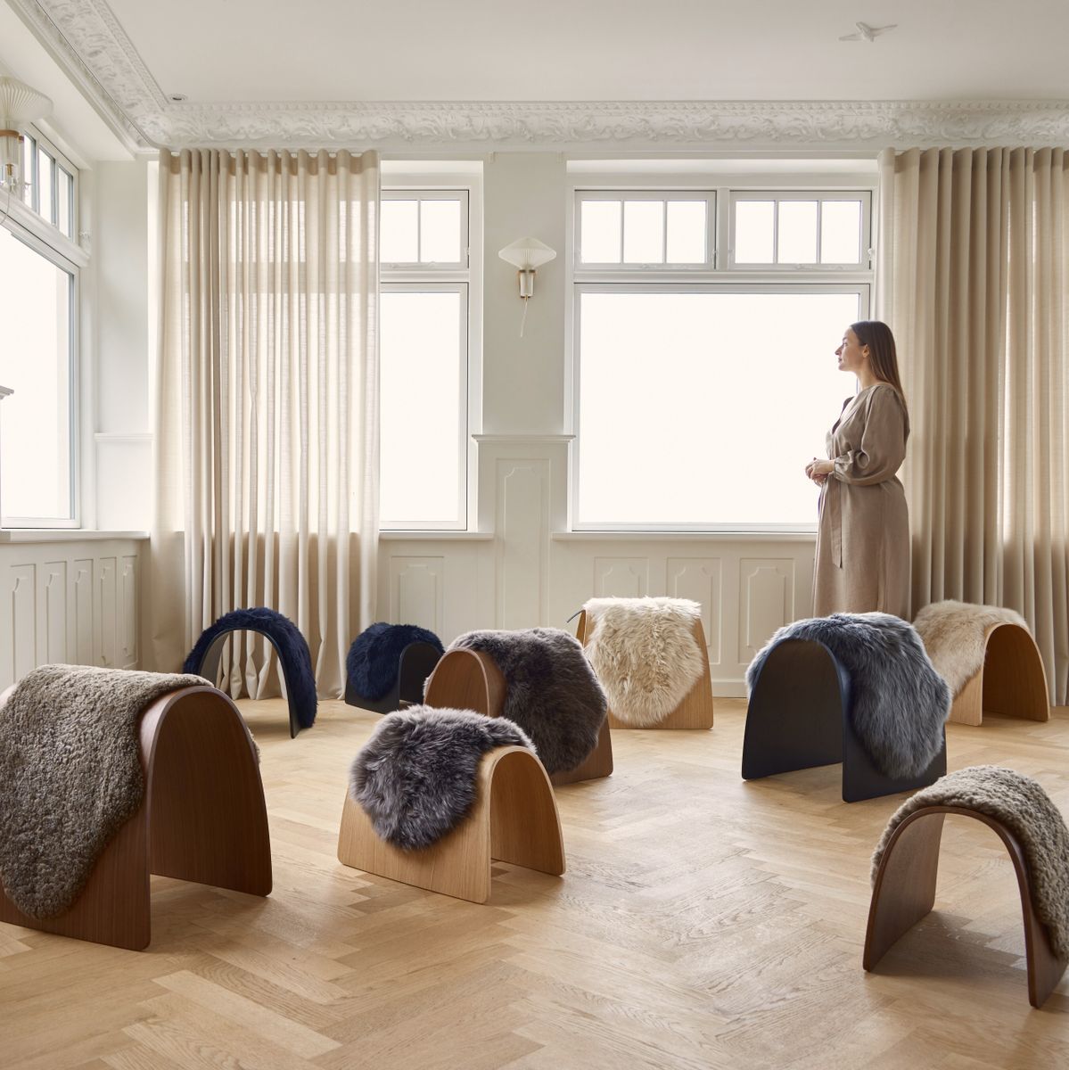 Sheep Stool cover | Langhåret | New Zealand Sort