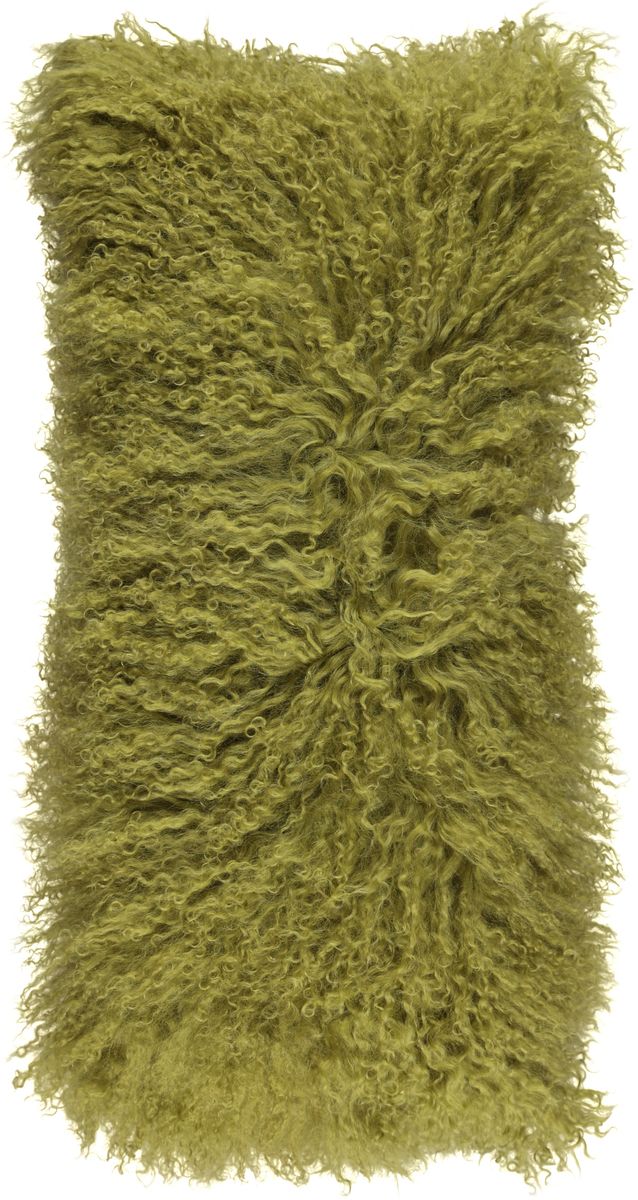 Lammeskindpude | Krøllet | Tibet | 28x56 cm Skovgrøn