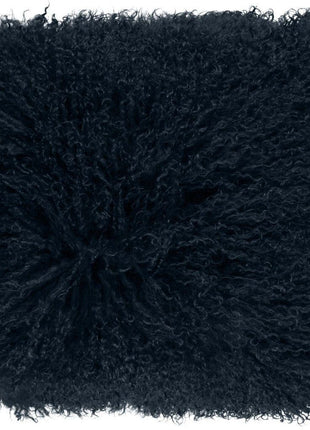 Lammeskindspude | Langhåret | 40x40 cm Marineblå