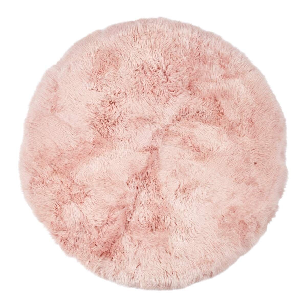 Designertæppe | Langhåret | New Zealand | Ø140 cm  Rosa