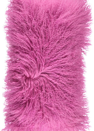 Lammeskindspude | Langhåret | 28x56 cm Malaga Pink